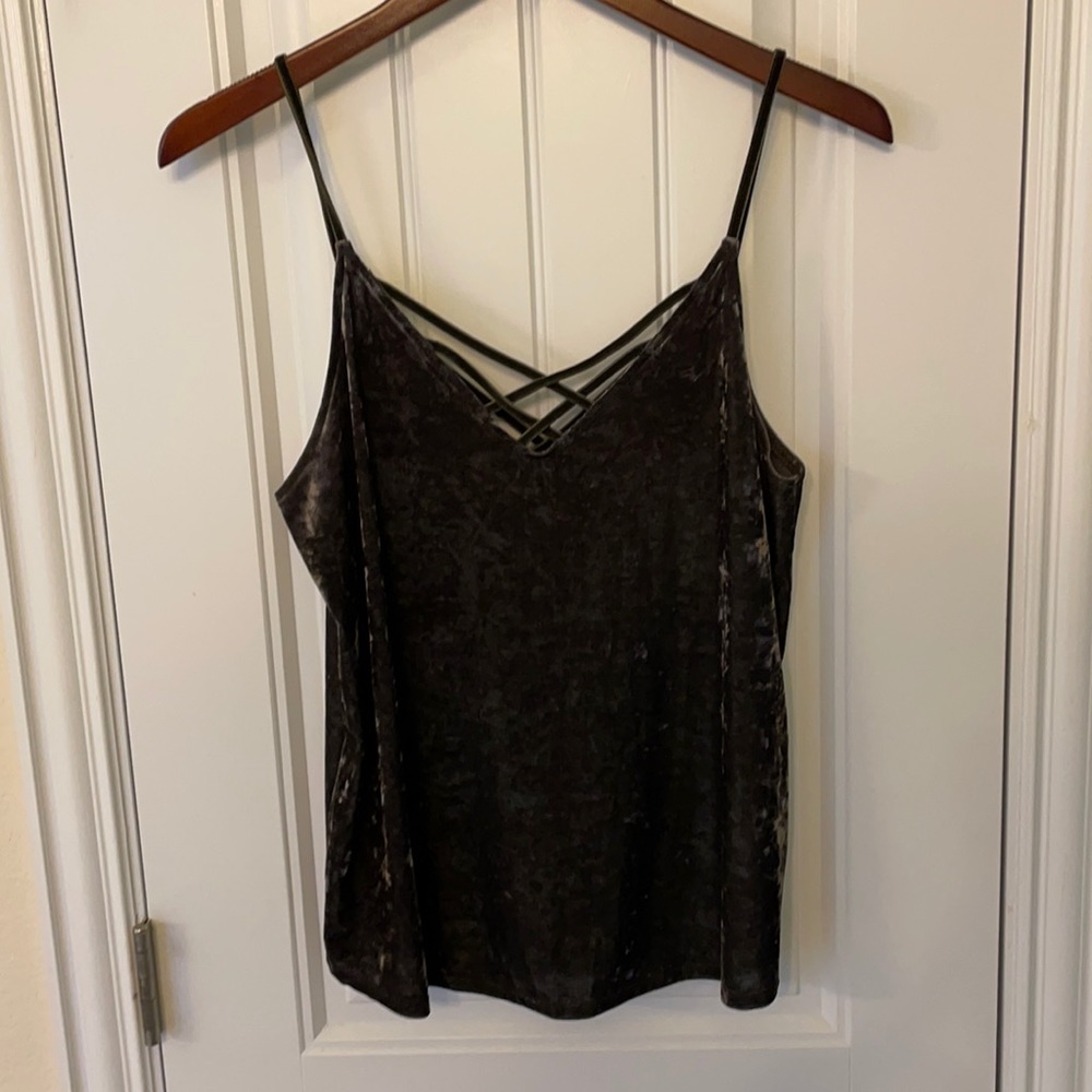 Dark Olive Crushed Velvet Tank